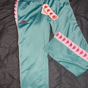Kappa Aqua Track Pants with Pink Details